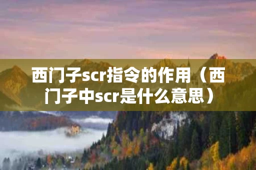 西门子scr指令的作用（西门子中scr是什么意思）