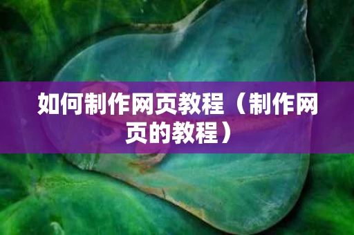 如何制作网页教程（制作网页的教程）