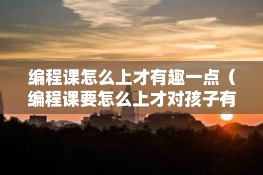 编程课怎么上才有趣一点（编程课要怎么上才对孩子有用）