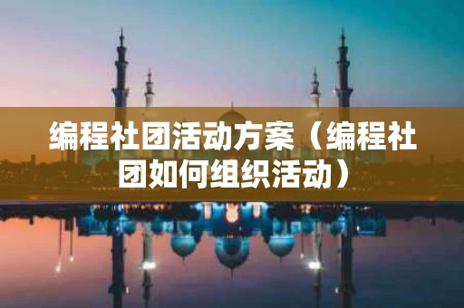 编程社团活动方案（编程社团如何组织活动）