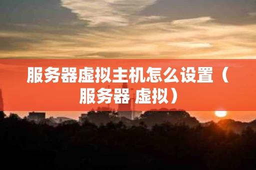服务器虚拟主机怎么设置（服务器 虚拟）